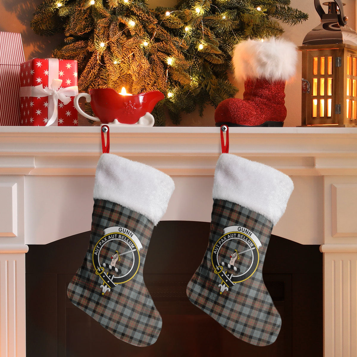 Gunn Weathered Tartan Crest Christmas Stocking