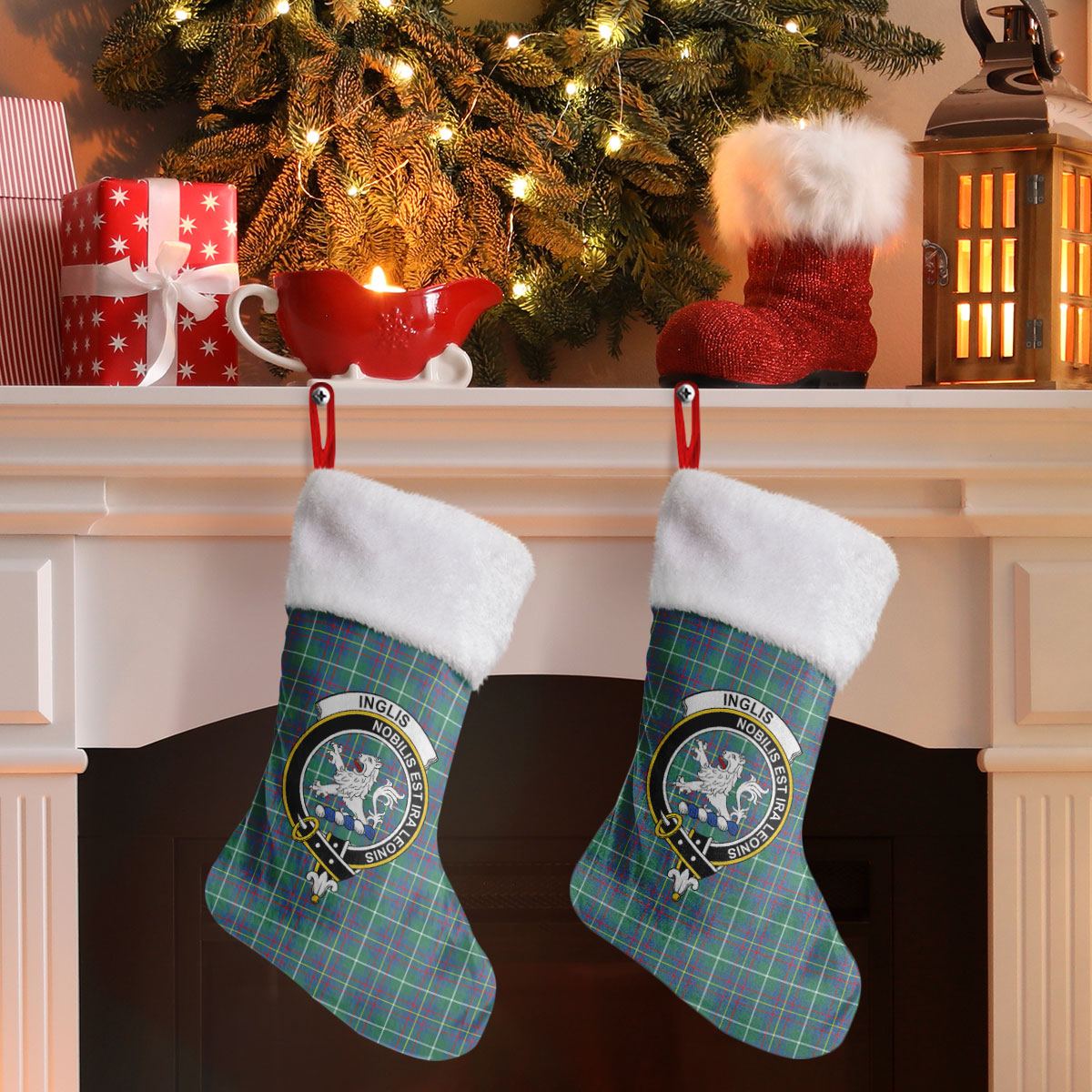 Inglis Ancient Tartan Crest Christmas Stocking