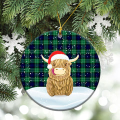 Abercrombie Tartan Christmas Ceramic Ornament - Highland Cows Style