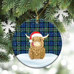 Baird Ancient Tartan Christmas Ceramic Ornament - Highland Cows Style