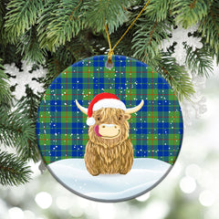 Barclay Hunting Ancient Tartan Christmas Ceramic Ornament - Highland Cows Style