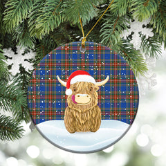 Beaton Ancient Tartan Christmas Ceramic Ornament - Highland Cows Style