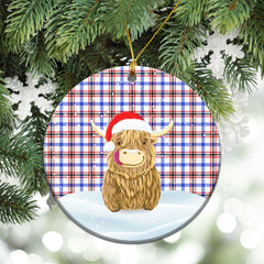 Boswell Modern Tartan Christmas Ceramic Ornament - Highland Cows Style