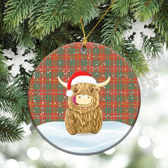 Bruce Ancient Tartan Christmas Ceramic Ornament - Highland Cows Style