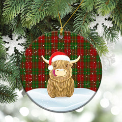 Burnett Tartan Christmas Ceramic Ornament - Highland Cows Style