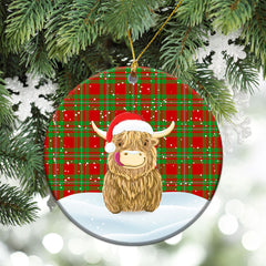 Callender Tartan Christmas Ceramic Ornament - Highland Cows Style