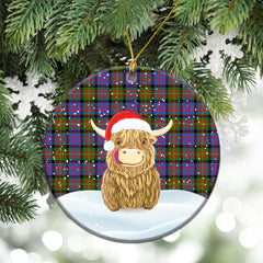 Carnegie Ancient Tartan Christmas Ceramic Ornament - Highland Cows Style