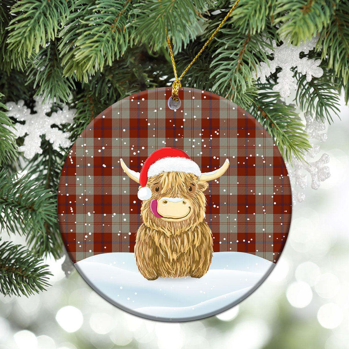 Davidson Dress Dancers Tartan Christmas Ceramic Ornament - Highland Cows Style