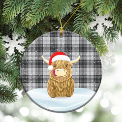 Douglas Grey Modern Tartan Christmas Ceramic Ornament - Highland Cows Style