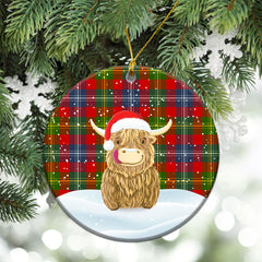 Forrester Tartan Christmas Ceramic Ornament - Highland Cows Style