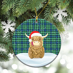 Graham of Montrose Ancient Tartan Christmas Ceramic Ornament - Highland Cows Style