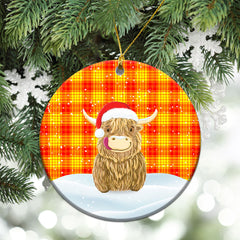 MacMillan Tartan Christmas Ceramic Ornament - Highland Cows Style