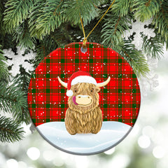 MacQuarrie Tartan Christmas Ceramic Ornament - Highland Cows Style