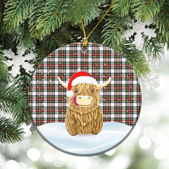 Stewart Dress Modern Tartan Christmas Ceramic Ornament - Highland Cows Style