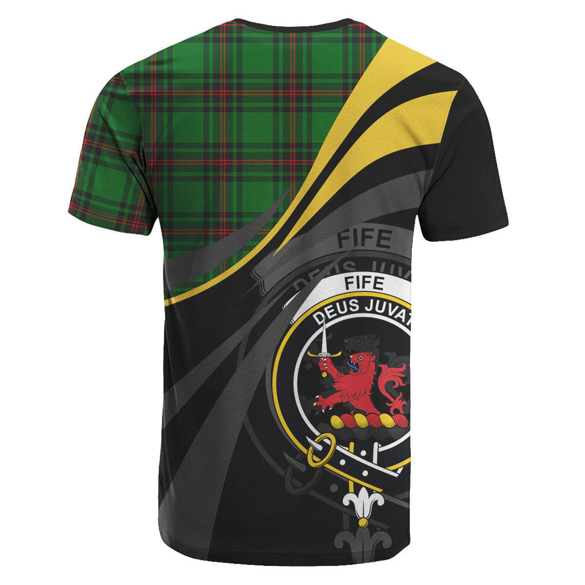 Fife District Tartan Crest T-shirt - Royal Coat Of Arms Style