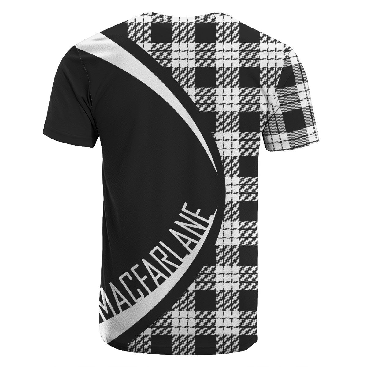 MacFarlane Black - White Tartan Crest T-shirt - Circle Style