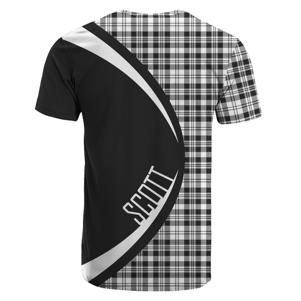 Scott Black & White Modern Tartan Crest T-shirt - Circle Style