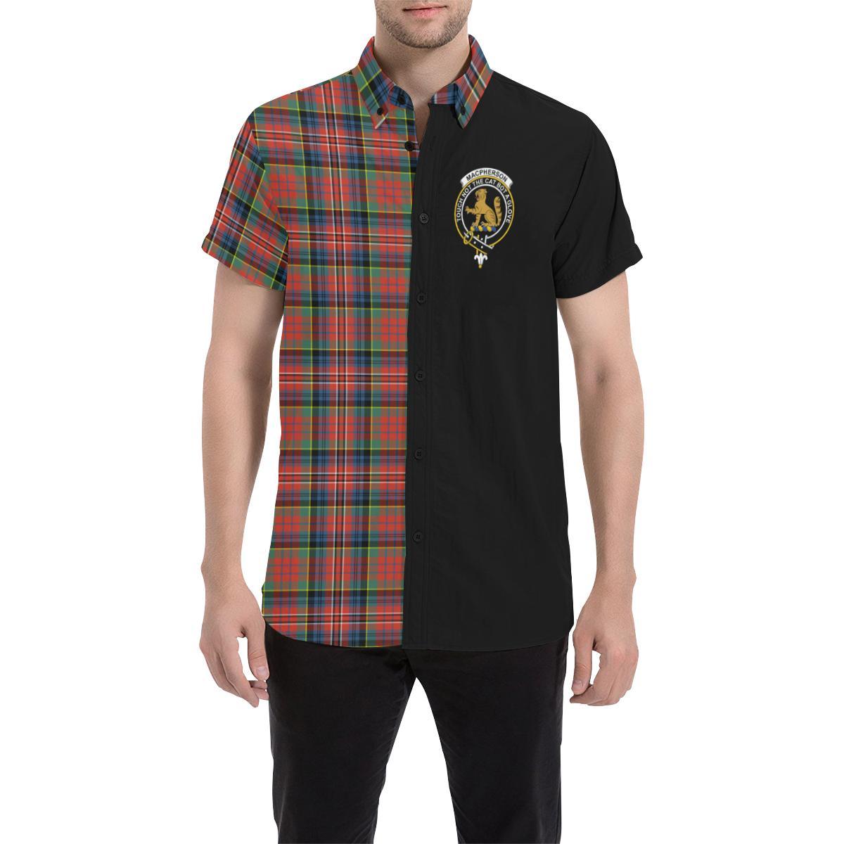 MacPherson Ancient Tartan Short Sleeve Shirt - Half Of Me Style