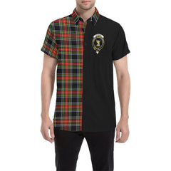 Stewart Black Tartan Crest Men Shirt