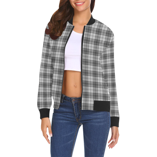 Douglas Grey Modern Tartan Bomber Jacket