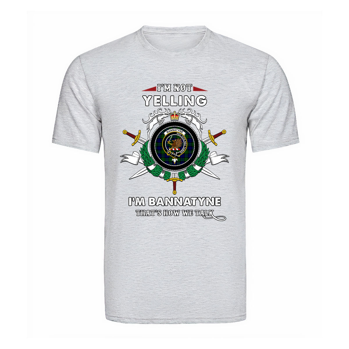 Bannatyne Tartan Crest T-shirt - I'm not yelling style