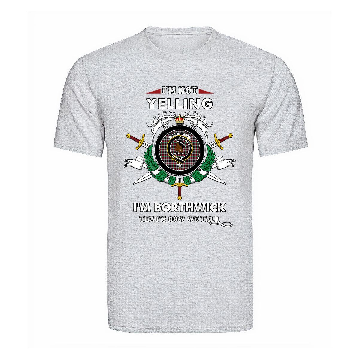 Borthwick Tartan Crest T-shirt - I'm not yelling style