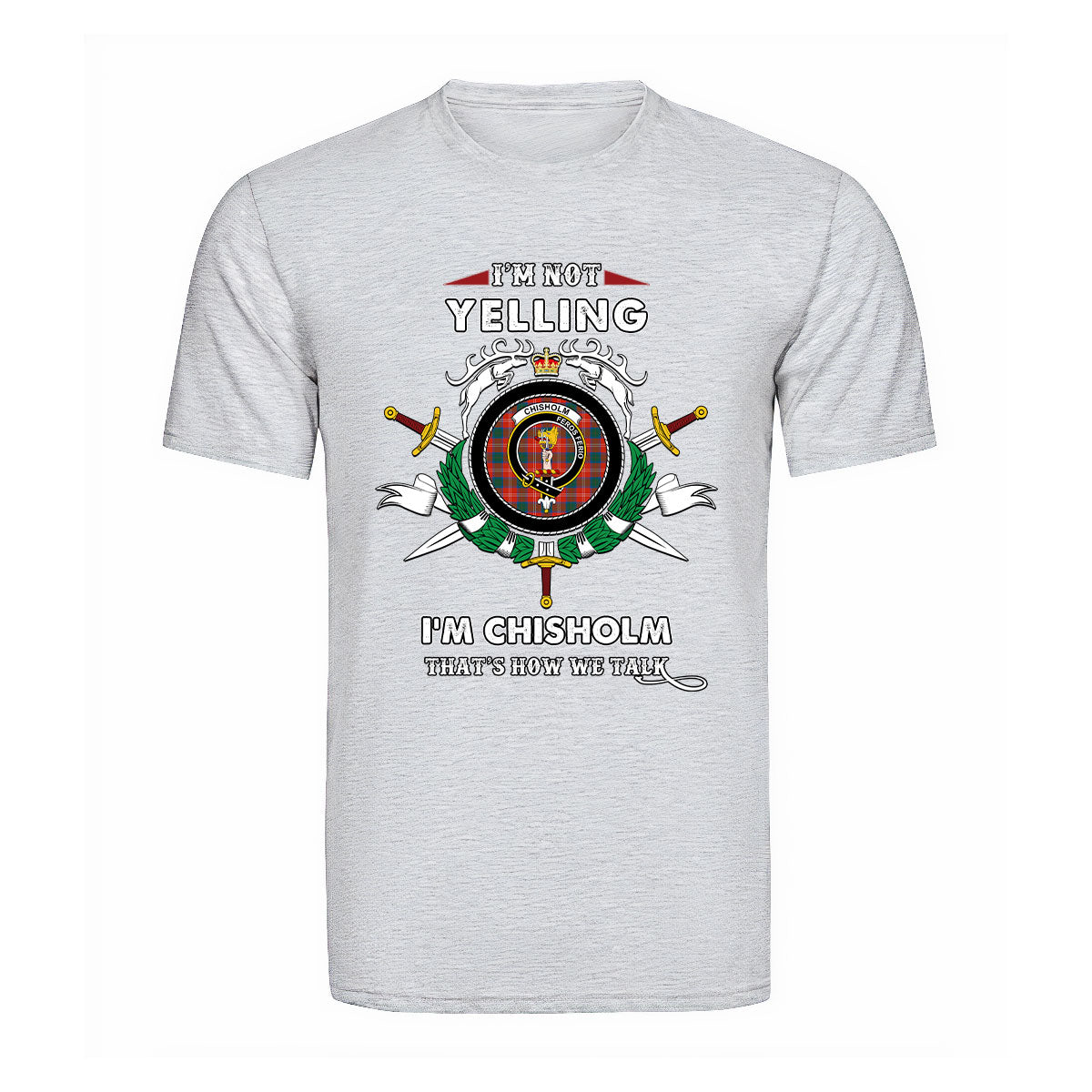 Chisholm Tartan Crest T-shirt - I'm not yelling style