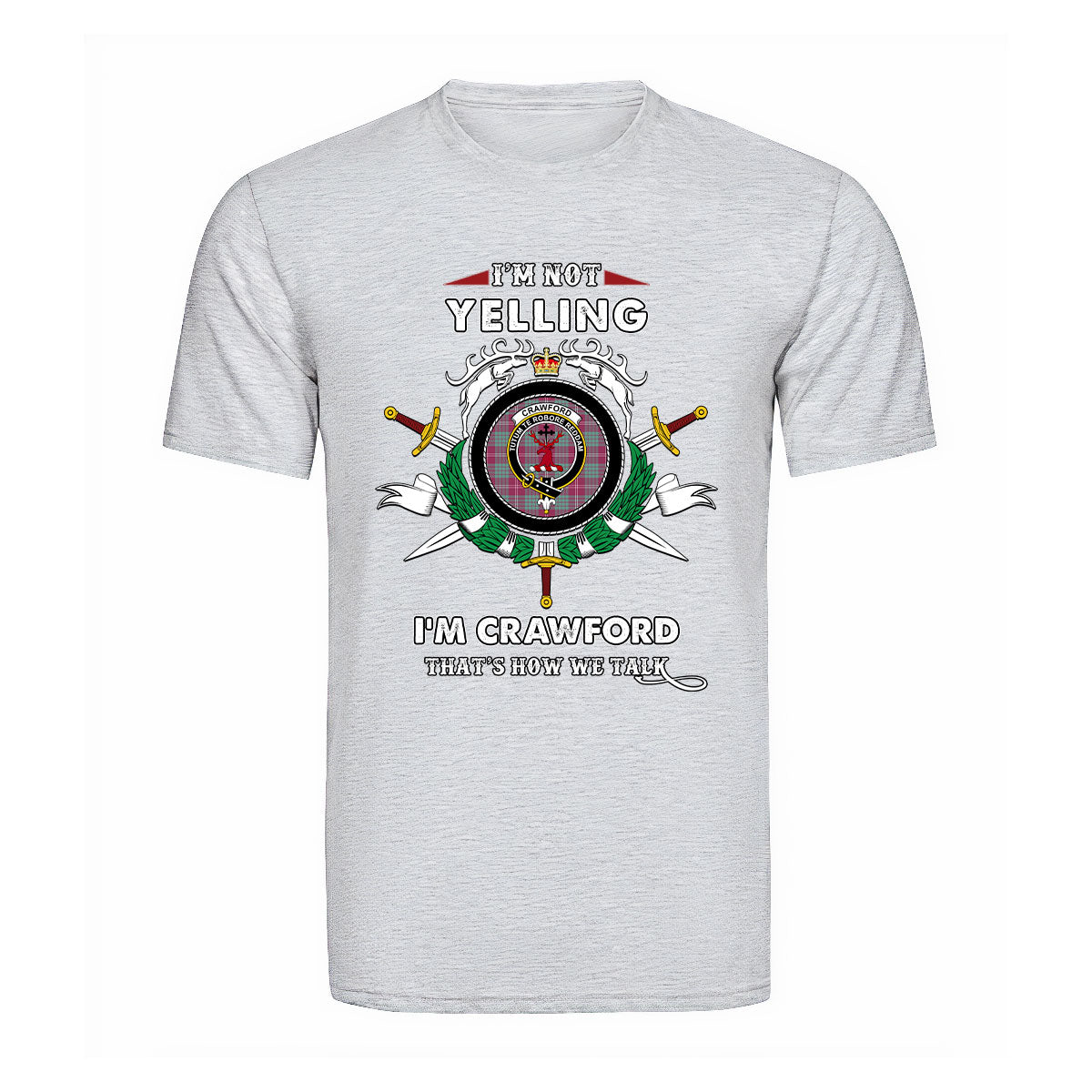 Crawford Tartan Crest T-shirt - I'm not yelling style