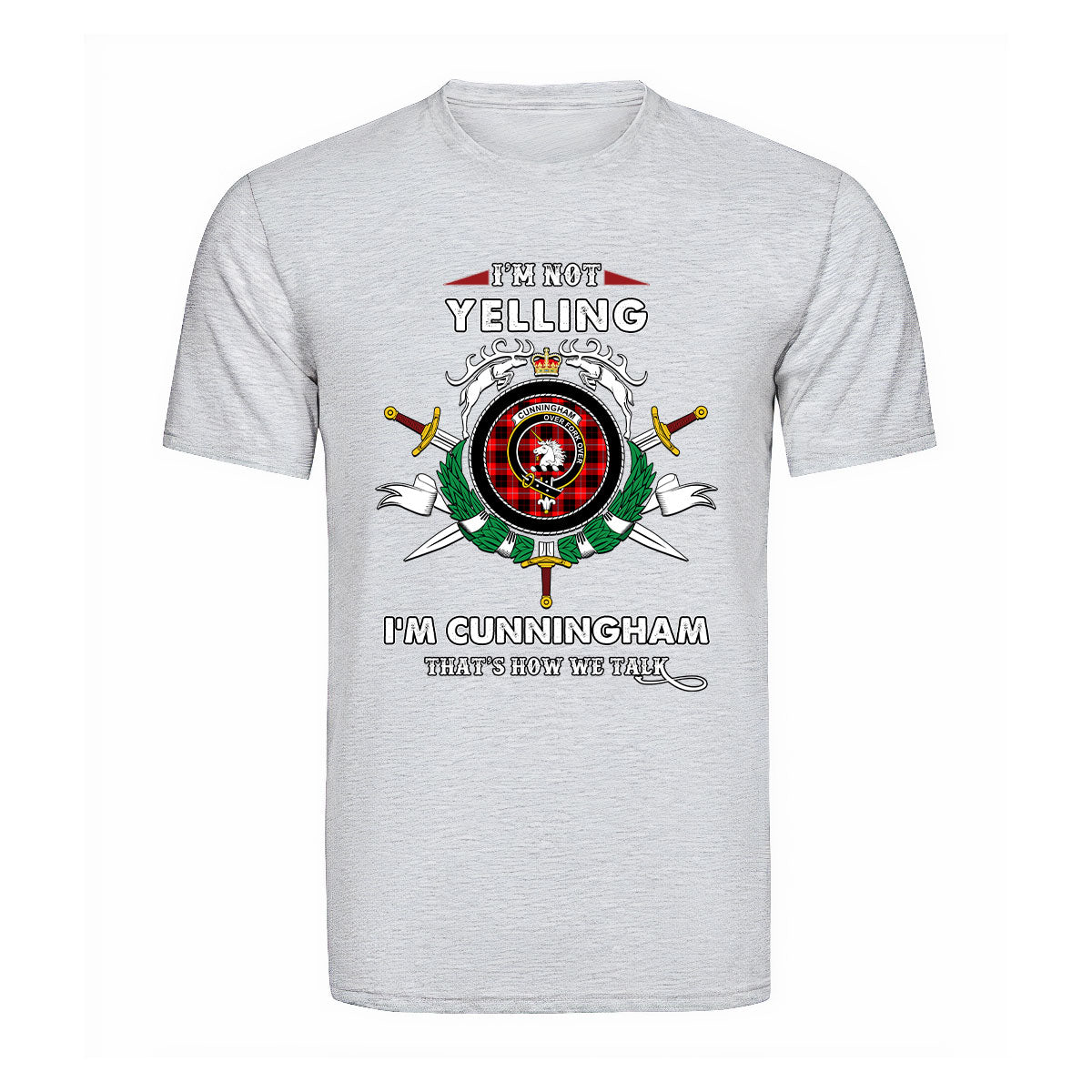 Cunningham Tartan Crest T-shirt - I'm not yelling style