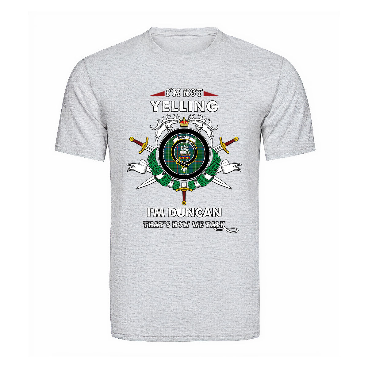 Duncan Tartan Crest T-shirt - I'm not yelling style