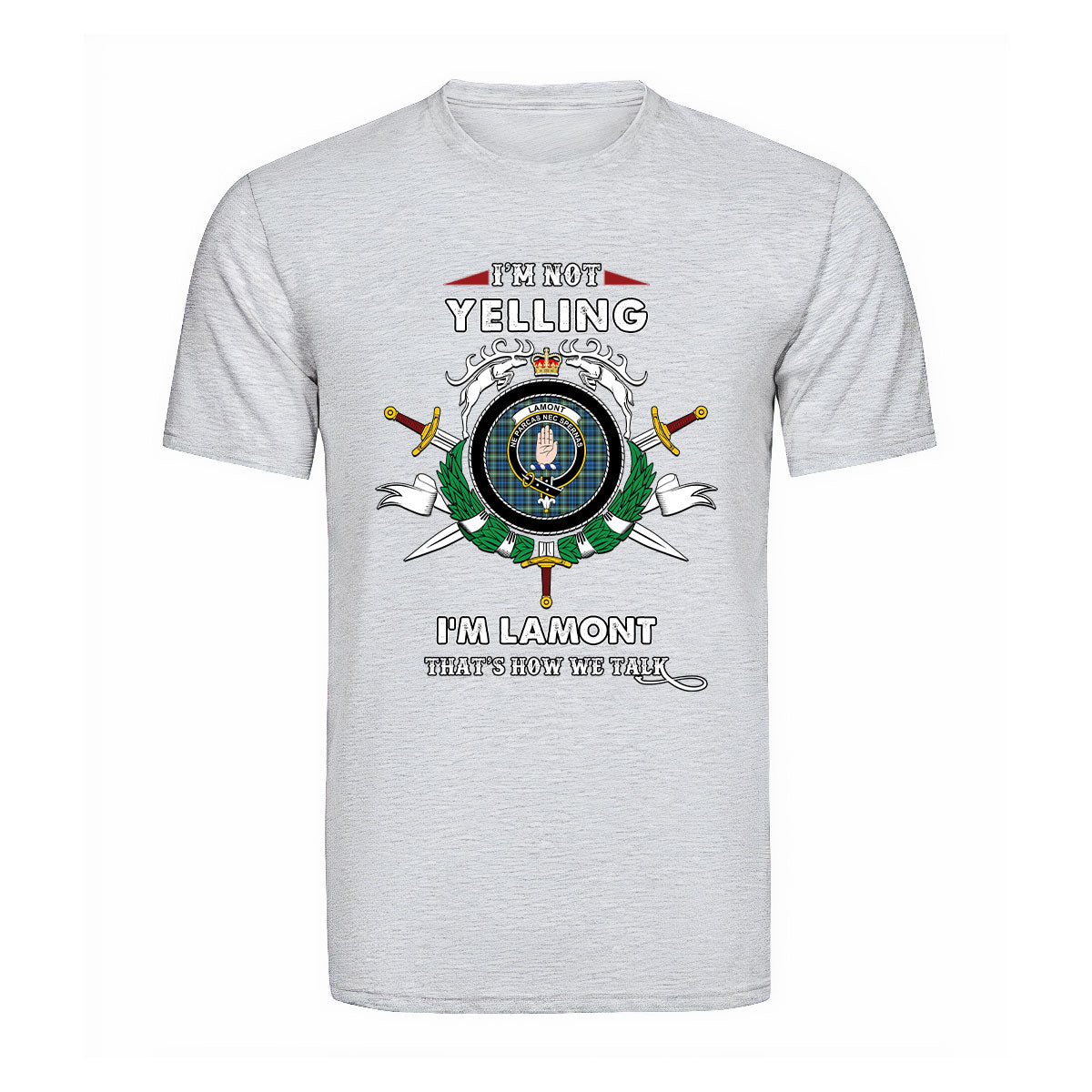 Lamont Ancient Tartan Crest T-shirt - I'm not yelling style