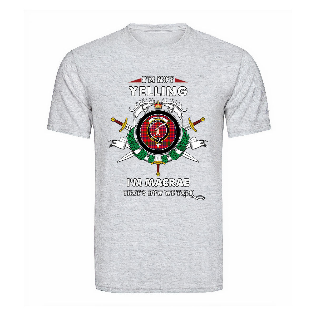 MacRae Tartan Crest T-shirt - I'm not yelling style