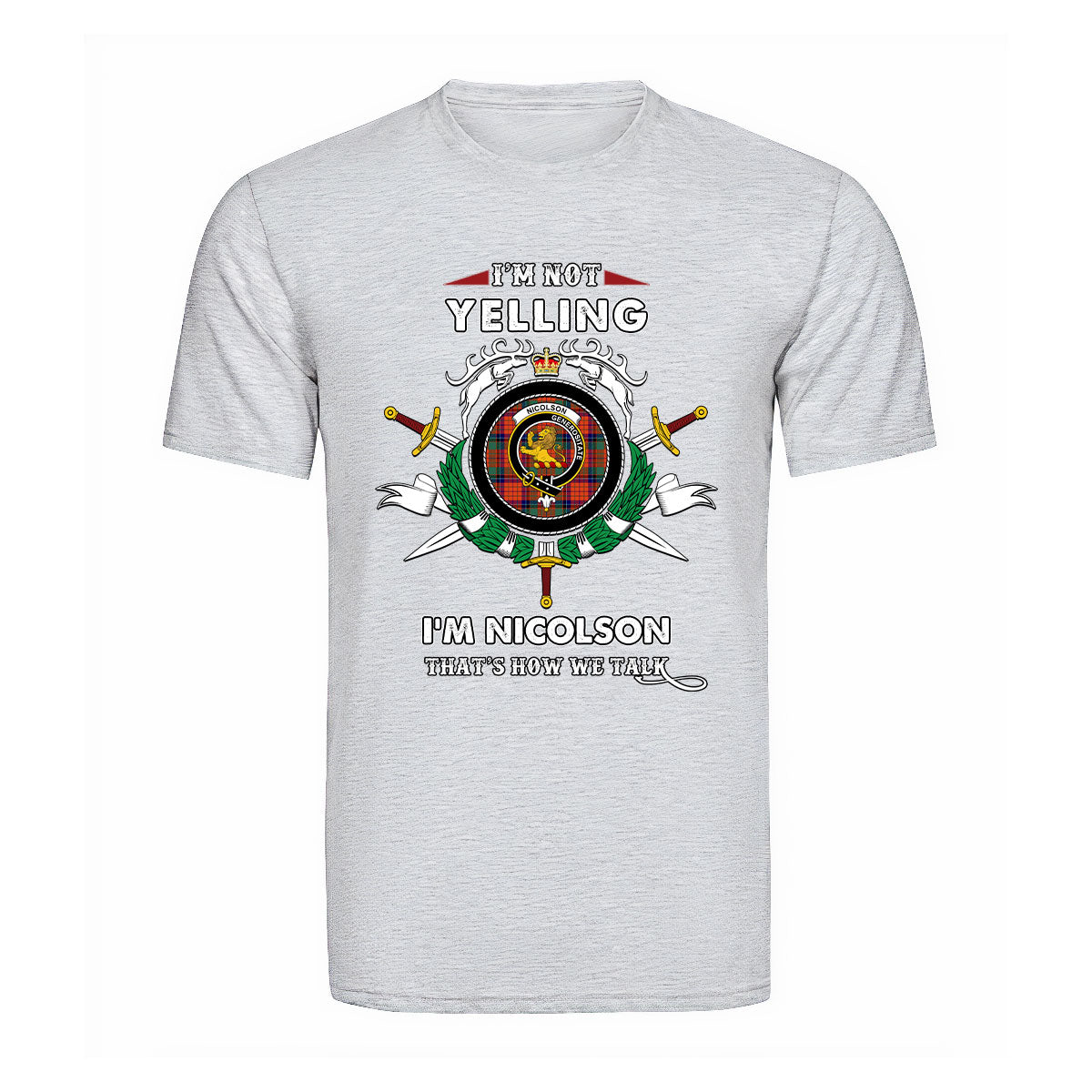 Nicolson Tartan Crest T-shirt - I'm not yelling style