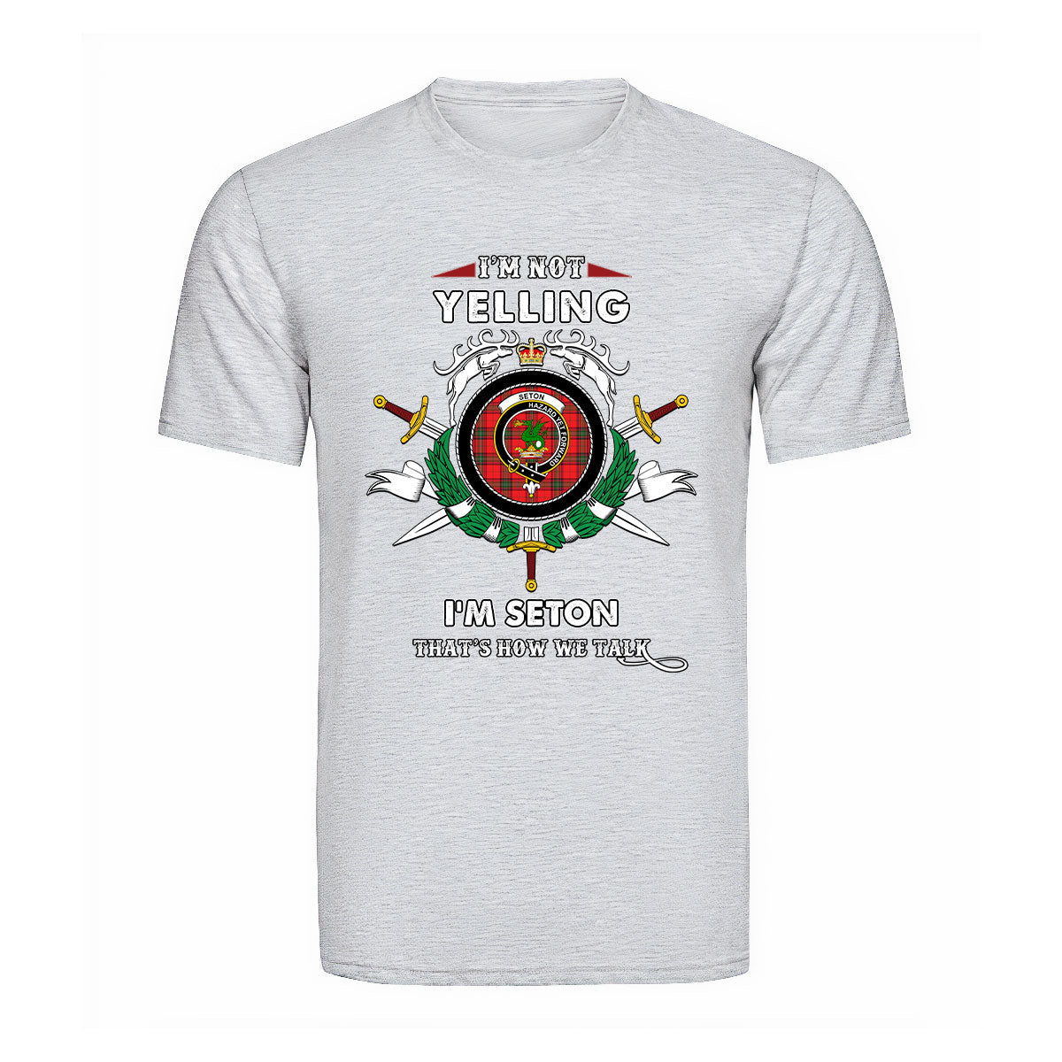 Seton Tartan Crest T-shirt - I'm not yelling style