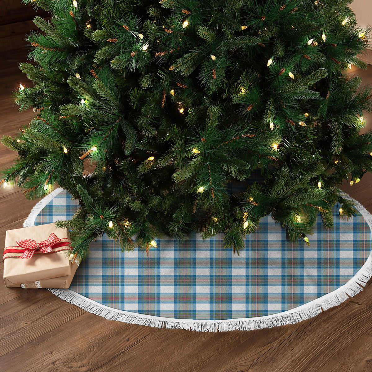 Stewart Muted Blue Tartan Christmas Tree Skirt