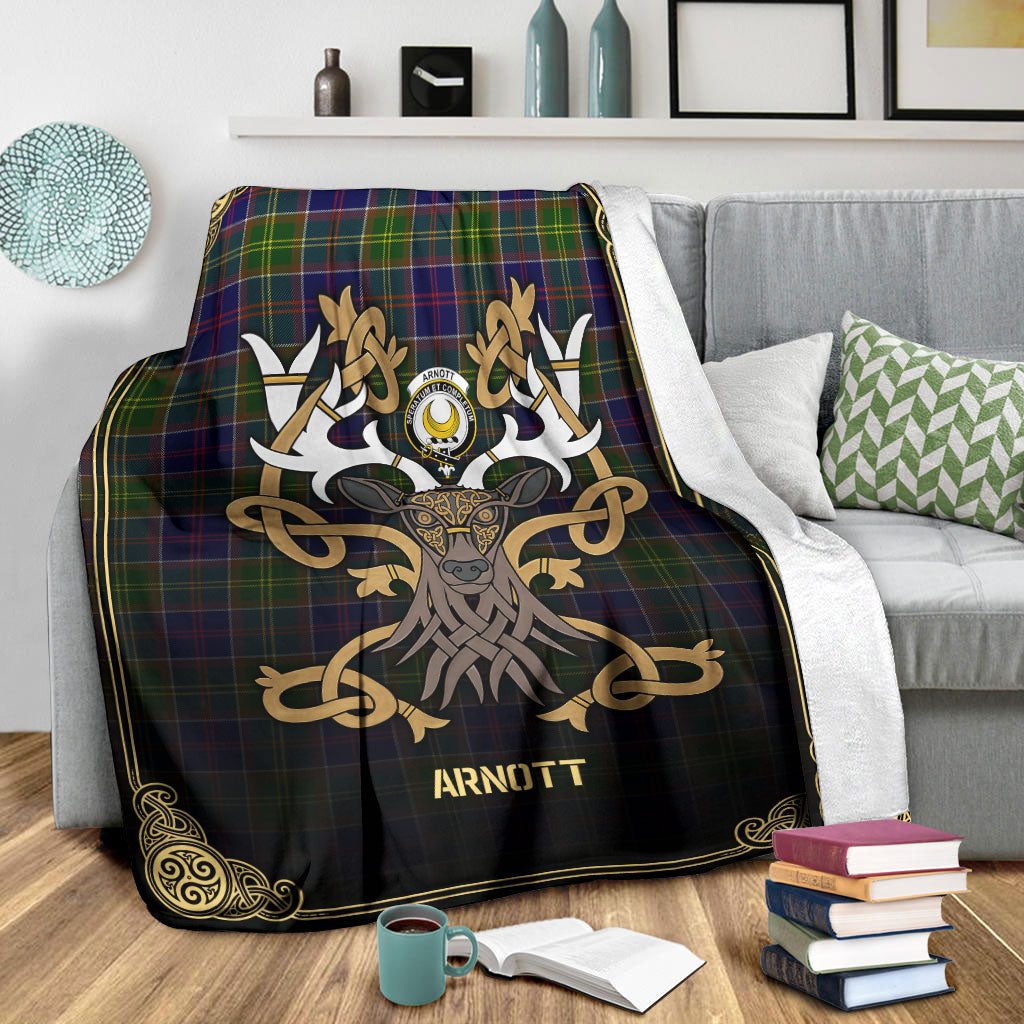 Arnott Tartan Crest Premium Blanket - Celtic Stag style