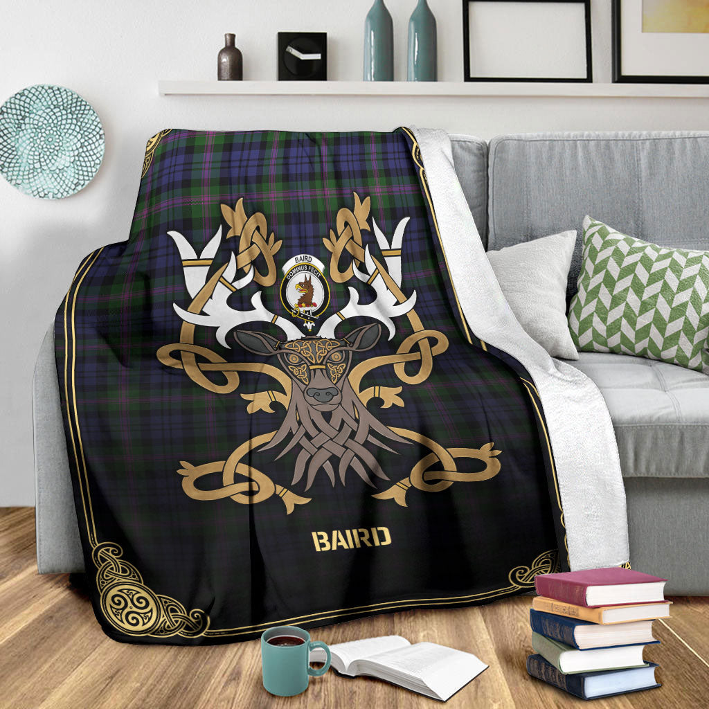 Baird Modern Tartan Crest Premium Blanket - Celtic Stag style