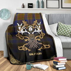 Balfour Modern Tartan Crest Premium Blanket - Celtic Stag style