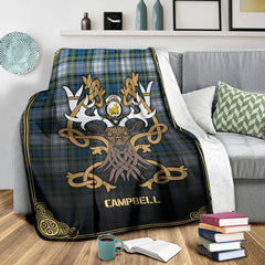 Campbell Dress Ancient Tartan Crest Premium Blanket - Celtic Stag style