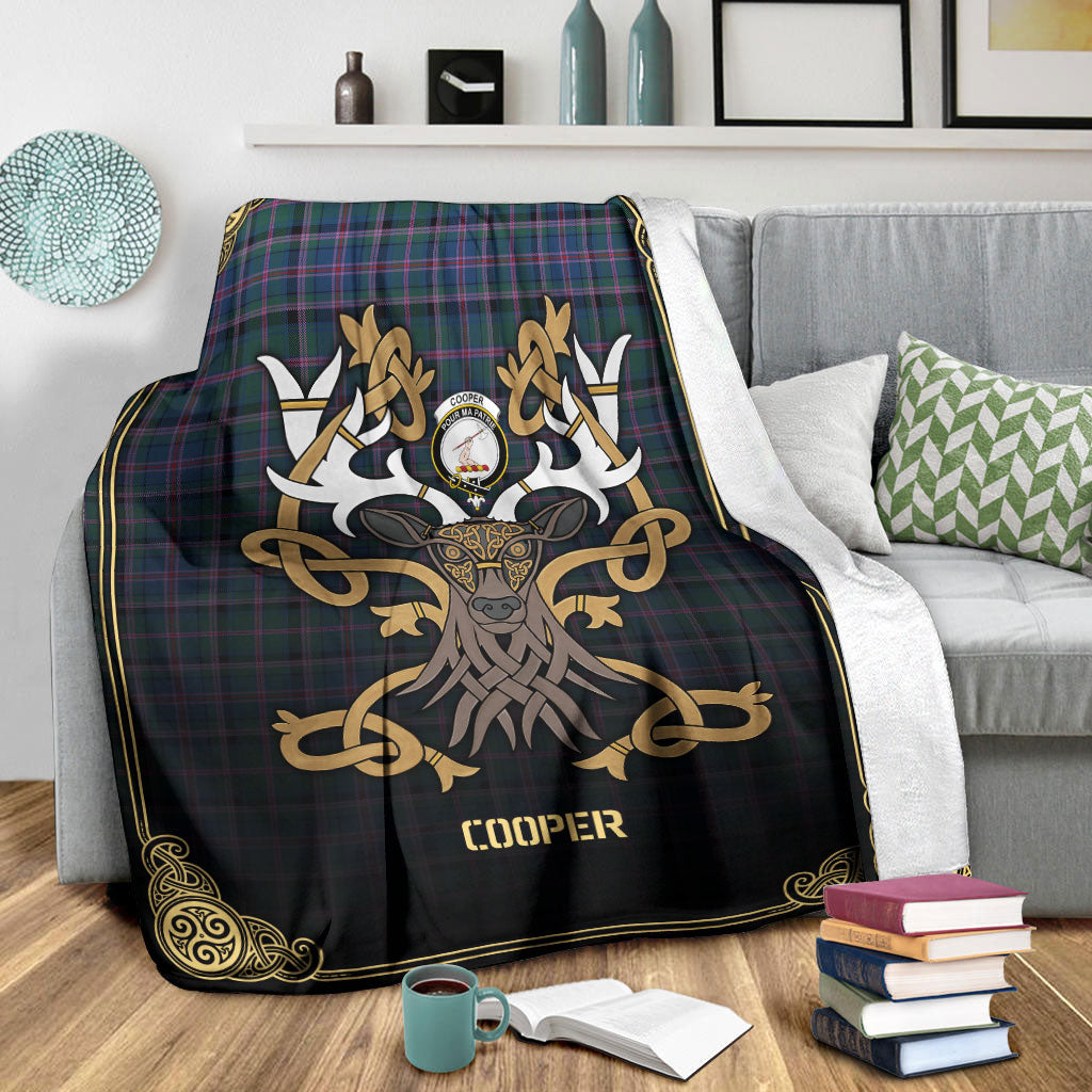 Cooper Ancient Tartan Crest Premium Blanket - Celtic Stag style