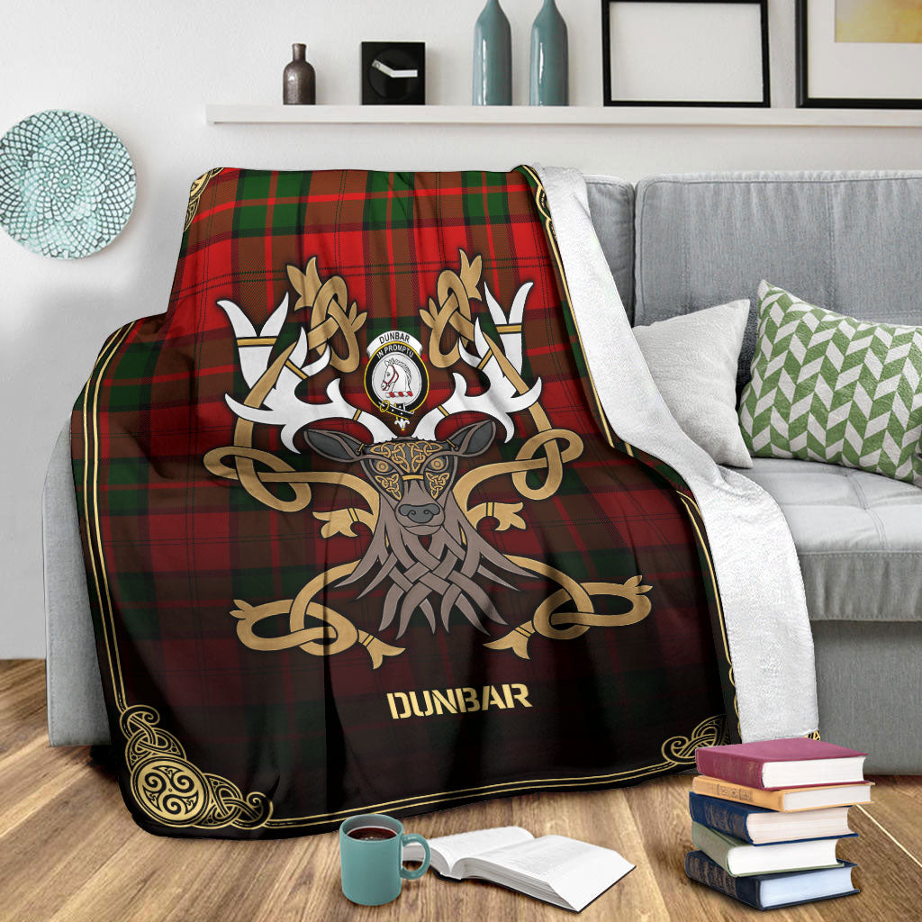 Dunbar Modern Tartan Crest Premium Blanket - Celtic Stag style