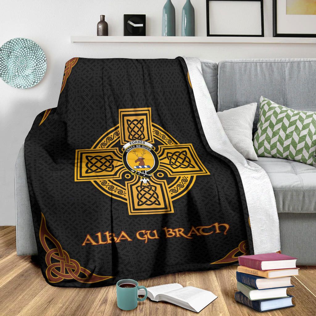 Forbes Crest Premium Blanket - Black Celtic Cross Style