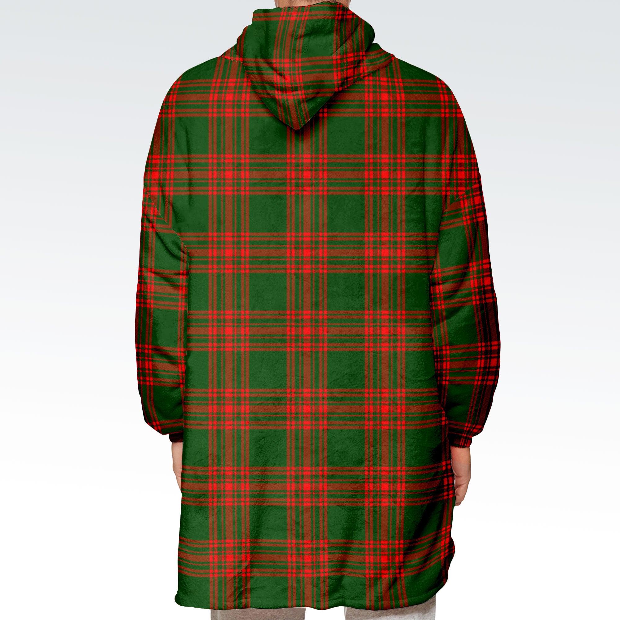 Menzies Green Modern Tartan Hoodie Blanket