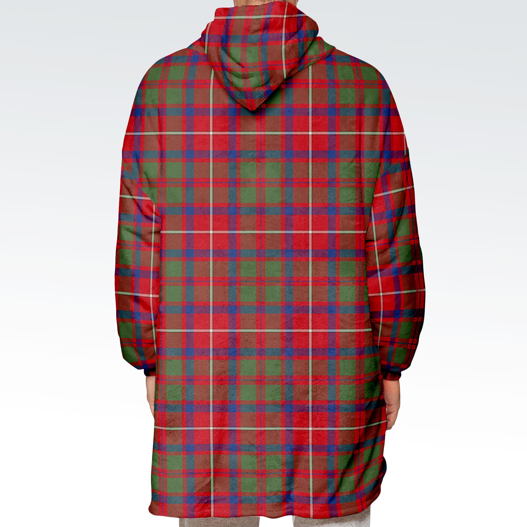 Shaw Red Modern Tartan Hoodie Blanket