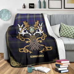 Kinnaird Tartan Crest Premium Blanket - Celtic Stag style