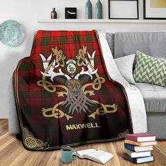 Maxwell Modern Tartan Crest Premium Blanket - Celtic Stag style