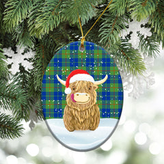 Barclay Hunting Ancient Tartan Christmas Ceramic Ornament - Highland Cows Style