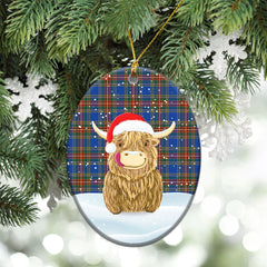 Beaton Ancient Tartan Christmas Ceramic Ornament - Highland Cows Style