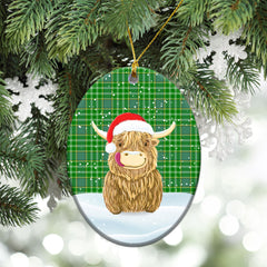 Currie or Curry Tartan Christmas Ceramic Ornament - Highland Cows Style