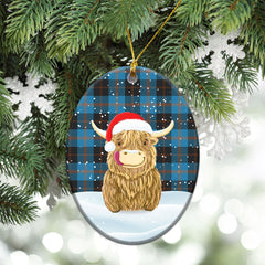 Garden Tartan Christmas Ceramic Ornament - Highland Cows Style